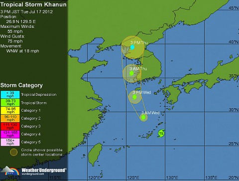 Tropical Storm Khanun Track